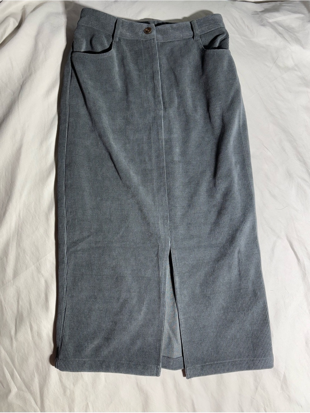 Classic Slate Midi Corduroy Skirt — Women's